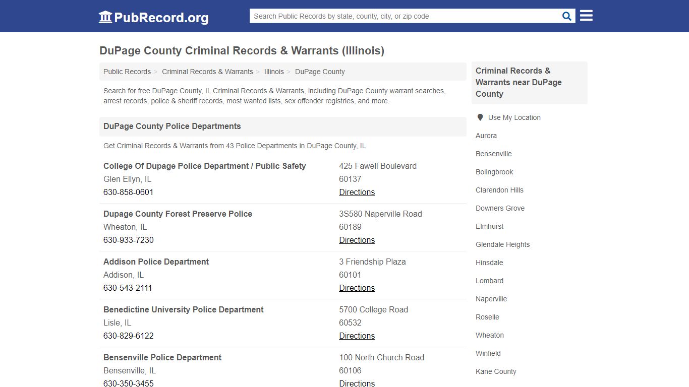 DuPage County Criminal Records & Warrants (Illinois)